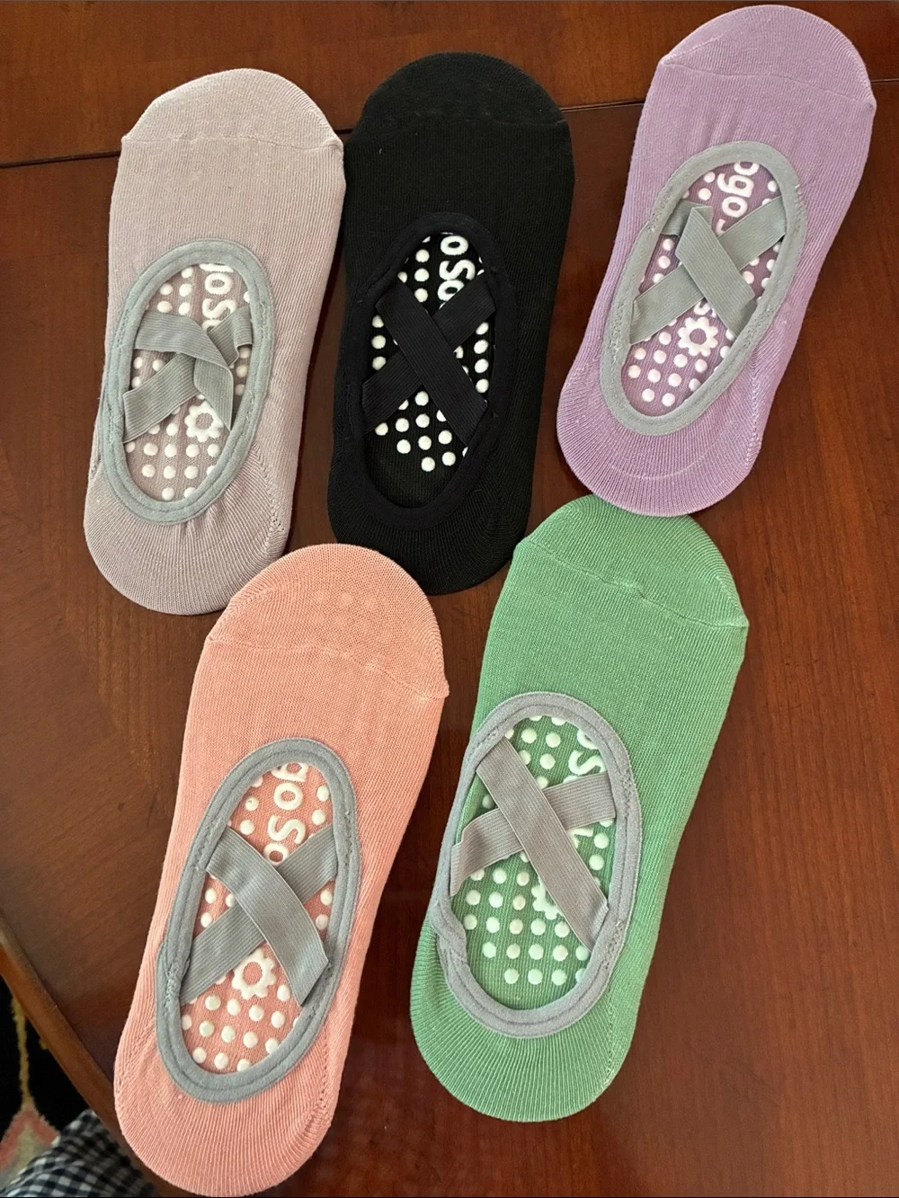 YOGA SOCKS No Show Grip Socks & Checkered Travel Bag to pack for class. ALL NEW